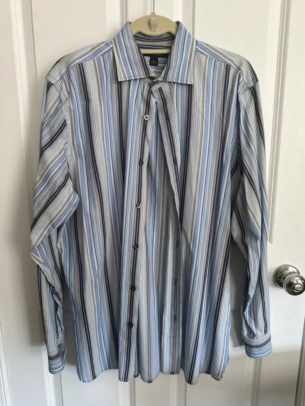 Banana Republic Men's L/S Button Down Blue Striped Shirt Large